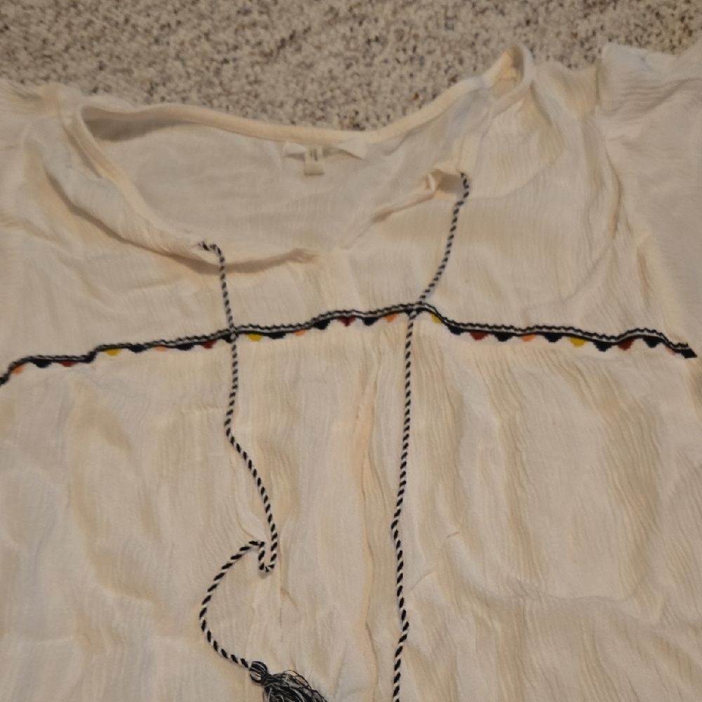 Maurices Cream Blouse with Tassel Accent - Picture 4 of 6